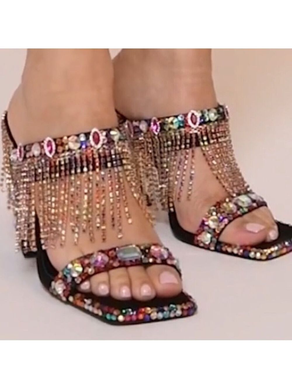 NWOB $119 AZALEA WANG SPICED MULTI EMBELLISHED RHINESTONE SANDAL - Picture 6 of 10